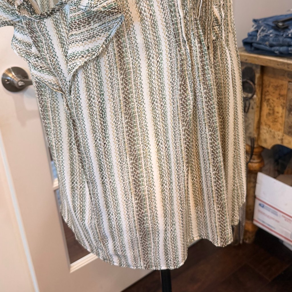 Liverpool Los Angeles Striped Boho Peasant Top Blouse Neutral Flutter Sleeve Xl — image 4 of 8
